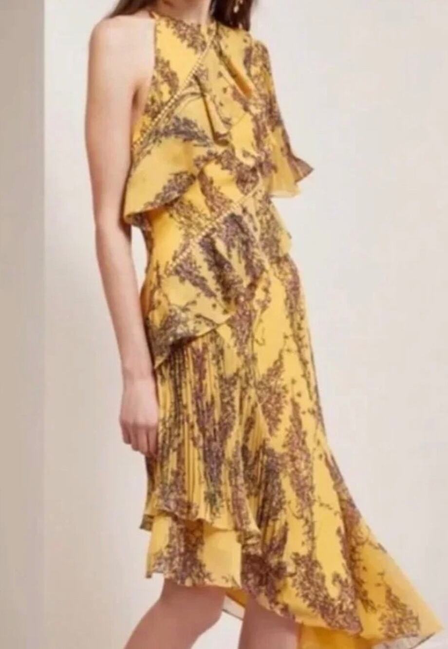 Revolve Keepsake Floral Dress Single Sleeve Golden Wildflower Size M A010434